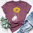 French Bulldog Sunflower Sunshine Frenchie Dog Women Bella Canvas T-shirt Heather Maroon