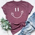 Sarcastic Smile Face Middle Finger Graphic Bella Canvas T-shirt Heather Maroon