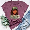 Gemini Queen Black Woman Camo Hat Locs Birthday Bella Canvas T-shirt Heather Maroon