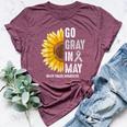 Go Gray In May Support Rainbow Brain Cancer Tumor Awareness Bella Canvas T-shirt Heather Maroon