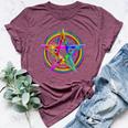 Goth Lgbtq Gay Pride Satanic Rainbow Pentagram Bella Canvas T-shirt Heather Maroon