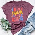 Groovy In My Four Year Old Era 4Th Birthday 4 Years Old Kid Bella Canvas T-shirt Heather Maroon