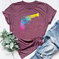 Gun Dripping Rainbow Graffiti Paint Artist Revolver Bella Canvas T-shirt Heather Maroon