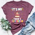 It's My Twin's Birthday Twins Matching Birthday Mom Dad Bella Canvas T-shirt Heather Maroon