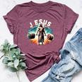 Jesus The Ultimate Deadlifter Retro Jesus Christian Workout Bella Canvas T-shirt Heather Maroon