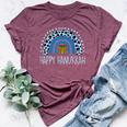 Leopard Rainbow Happy Hanukkah Chanukah Jew Girls Kid Bella Canvas T-shirt Heather Maroon