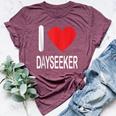 I Love Dayseekers Merch White Text Man Woman Heart Bella Canvas T-shirt Heather Maroon