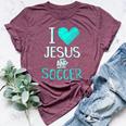 I Love Jesus And Soccer Christian Futbal Goalie Bella Canvas T-shirt Heather Maroon