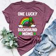 One Lucky Dachshund Mama Dog St Patrick's Day Bella Canvas T-shirt Heather Maroon