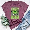 One Lucky Dad Groovy Retro Dad St Patrick's Day Bella Canvas T-shirt Heather Maroon