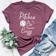 Pitches Be Crazy Baseball Sports Player Boys Bella Canvas T-shirt Heather Maroon