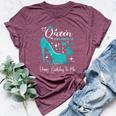 A Queen Was Born In December Birthday High Heel Butterfly Bella Canvas T-shirt Heather Maroon