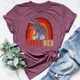 Rainbow Three Rex Retro Vintage Dinausor 3 Year Old Trex Bella Canvas T-shirt Heather Maroon