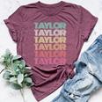 Retro First Name Taylor Girl Boy Personalized Groovy Family Bella Canvas T-shirt Heather Maroon