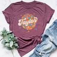 Retro Taylor First Name Personalized Groovy Birthday Bella Canvas T-shirt Heather Maroon