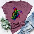 Skeleton On Skateboard Rainbow Skater Graffiti Skateboarding Bella Canvas T-shirt Heather Maroon