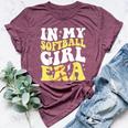 In My Softball Girl Era Retro Groovy Softball Girl Bella Canvas T-shirt Heather Maroon