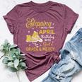 Stepping Into My April Birthday Girls Shoes Bday Bella Canvas T-shirt Heather Maroon