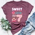 Sweet Sassy And Seven 7Th Birthday Girl Donut 7 Year Old Kid Bella Canvas T-shirt Heather Maroon
