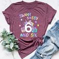 Sweet Sassy And Six Unicorn 6Th Birthday Party Girls Bella Canvas T-shirt Heather Maroon