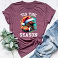 Tis The Season Football Mom Christmas Santa Hat Colorful Bella Canvas T-shirt Heather Maroon
