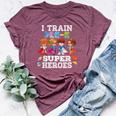 I Train Pre-K Superheroes Back To School Teacher Kid Bella Canvas T-shirt Heather Maroon