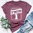 Twin 1 Twin 2 Twins Boys Twins Girls Matching Bella Canvas T-shirt Heather Maroon