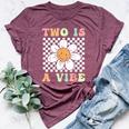 Two Is A Vibe Cute Groovy 2Nd Birthday Party Daisy Flower Bella Canvas T-shirt Heather Maroon