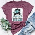 Warrior Messy Bun Teal Ribbon Addiction Recovery Bella Canvas T-shirt Heather Maroon