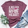 A Welder Melted My Heart Outfit For Wife Girlfriend Bella Canvas T-shirt Heather Maroon