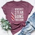 Whiskey Steak Guns Freedom Gun Bbq Drinking -On Back Bella Canvas T-shirt Heather Maroon