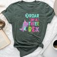 3Rd Birthday Dinosaur Girl T-Rex Matching Family Party Three Bella Canvas T-shirt Heather Forest