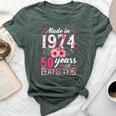 50 Year Old Made In 1974 Floral Flower 50Th Birthday Womens Bella Canvas T-shirt Heather Forest