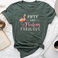 50Th Birthday Flamingo Fifty Flocking Fabulous Bella Canvas T-shirt Heather Forest