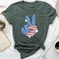 American Flag Peace Sign Hand 4Th Of July Women Bella Canvas T-shirt Heather Forest