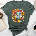 Auntie Of The Birthday Girl Groovy Themed Family Matching Bella Canvas T-shirt Heather Forest