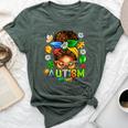 Autism Mom Afro Messy Bun Black Mom Life Bella Canvas T-shirt Heather Forest
