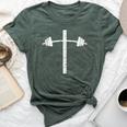 Barbell Dumbbell Cross Christian Jesus Gym Workout Lifting Bella Canvas T-shirt Heather Forest