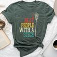 I Beat People With Stick Lacrosse Lax Player Women Bella Canvas T-shirt Heather Forest