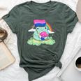 Bisexual Pride Bi Kawaii Frog Mushroom Bisexual Flag Lgbt Bella Canvas T-shirt Heather Forest