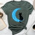 Black Cat Crescent Moon Sailor Mom Bella Canvas T-shirt Heather Forest