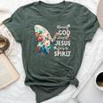 Blessed By God Loved By Jesus Floral Butterfly Christian Bella Canvas T-shirt Heather Forest