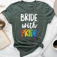 Bride With Pride Rainbow Lesbian Bachelorette Party Wedding Bella Canvas T-shirt Heather Forest