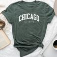 Chicago Illinois Vintage Varsity Style College Group Trip Bella Canvas T-shirt Heather Forest