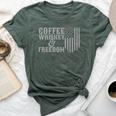 Coffee Whiskey And Freedom Vintage Rustic American Flag Bella Canvas T-shirt Heather Forest