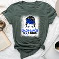 Colon Cancer Awareness Colorectal Cancer Messy Bun Bella Canvas T-shirt Heather Forest