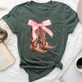 Coquette Pink Bow Cowboy Boots Cute Y2k N Girls Women Bella Canvas T-shirt Heather Forest