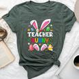 Cute Teacher Bunny Ears & Paws Easter Eggs Easter Day Girl Bella Canvas T-shirt Heather Forest