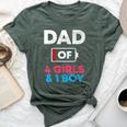 Dad Of 4 Girls And 1 Boy Battery Low Daddy Father's Day Bella Canvas T-shirt Heather Forest