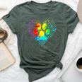 Dog Lover Mom Dad Colorful Heart Dog Paw Print Bella Canvas T-shirt Heather Forest